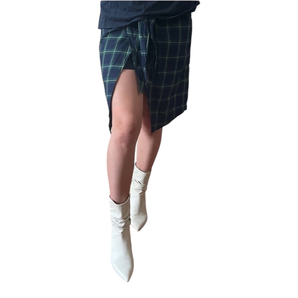 J.O.A. Los Angeles High Waist Plaid Tartan Midi Wrap Tie Pencil Skirt - XS / S - Picture 10 of 16
